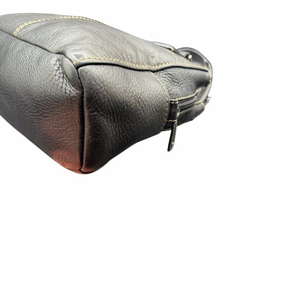 Fossil Black Pebbled Leather Shoulder Bag Satchel Tote Purse - Picture 8 of 14